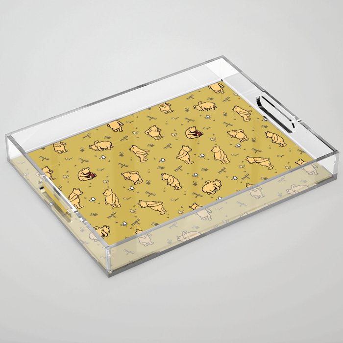 Mustard Classic Pooh Pattern Acrylic Tray