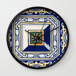 Unique colorful Portuguese tile Azulejo Wall Clock