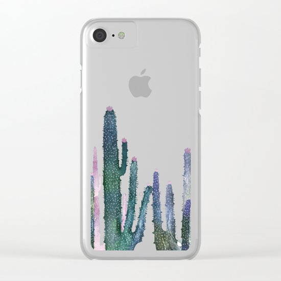 cactus water color Clear iPhone Case