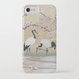 Cranes Under Cherry Tree iPhone Case