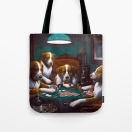 Cassius Marcellus Coolidge Dogs Playing Poker Tote Bag