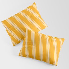 [ Thumbnail: Orange & Tan Colored Stripes/Lines Pattern Pillow Sham ]