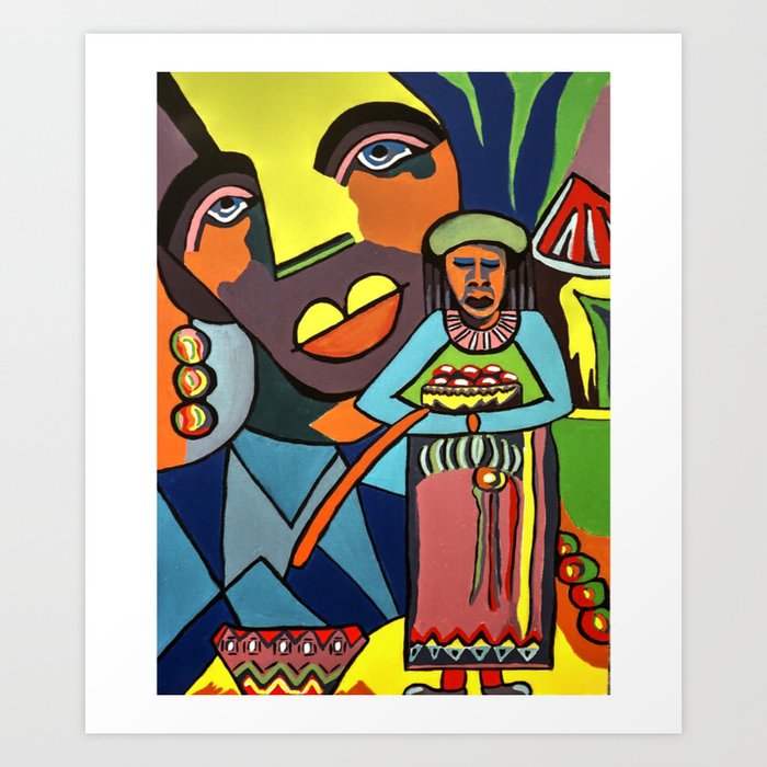 African Traditional Tribal Women Abstract Art Canvas Painting