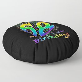 [ Thumbnail: 68th Birthday - Fun Rainbow Spectrum Gradient Pattern Text, Bursting Fireworks Inspired Background Floor Pillow ]