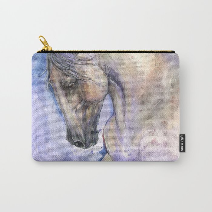 Horse on purple background Carry-All Pouch