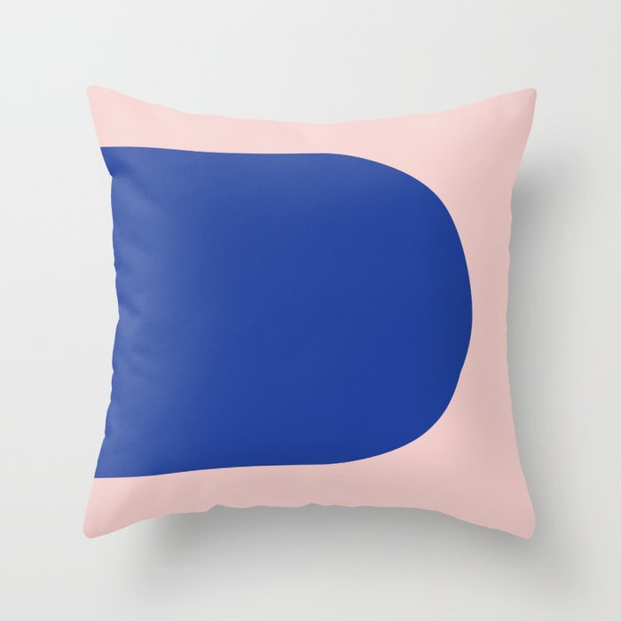 Margo Collection: Minimalist Modern Geometric Blue on Pink Throw Pillow