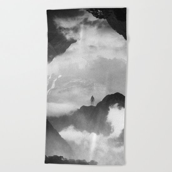 These mountains are mine of clouds Beach Towel