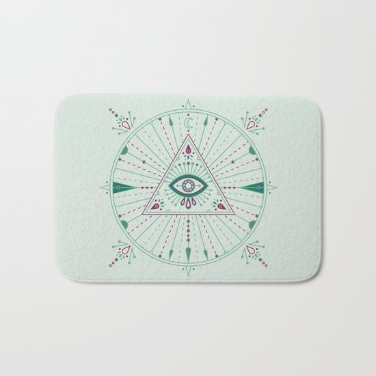Evil Eye Mandala – Mint Bath Mat