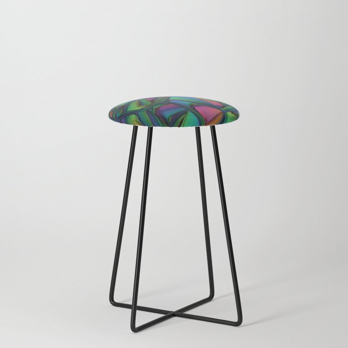 Geometric Forms Pattern Design Counter Stool