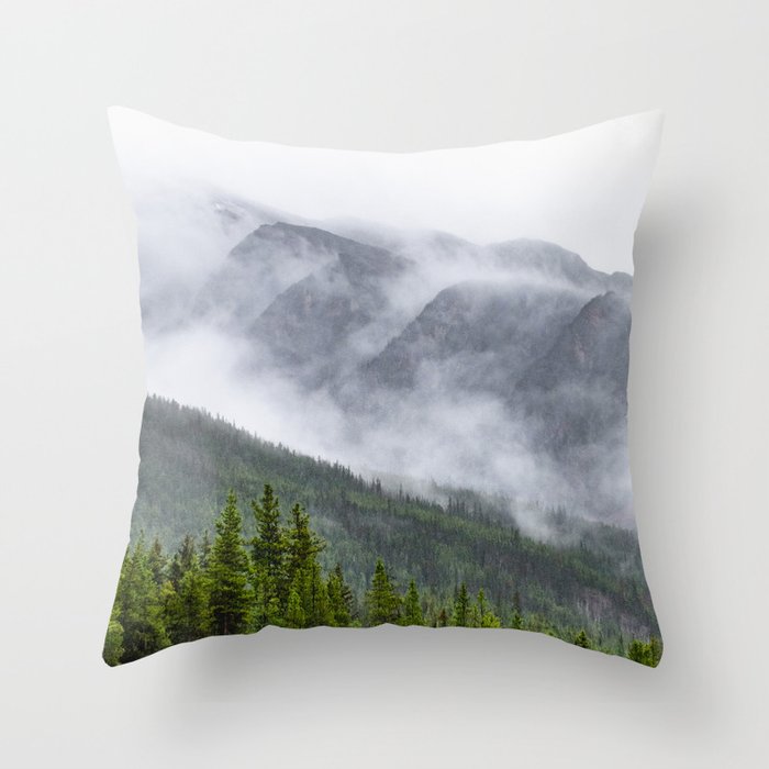 Jasper National Park Fog | Landscape Photography Throw Pillow