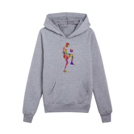 Male soccer player in watercolor Kids Pullover Hoodies