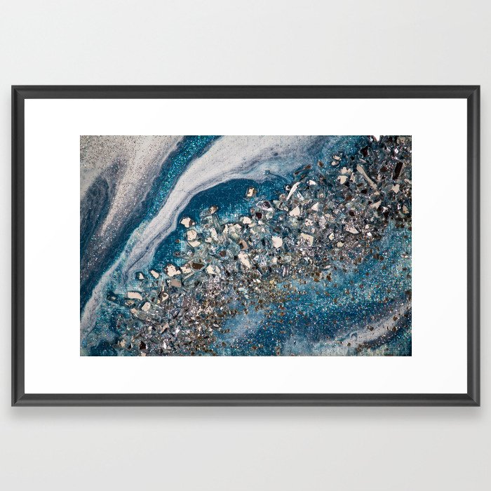 Slate Blue Geode Framed Art Print