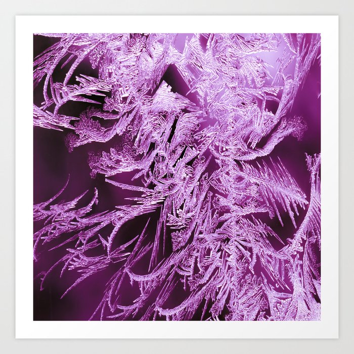 White Ice Crystals On A Purple Background #decor #society6 #buyart Art Print