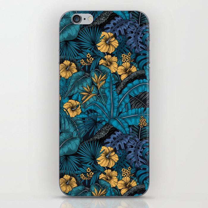 Tropical garden in blue and yellow iPhone Skin