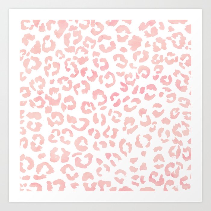 Blush pink modern leopard pattern watercolorpattern Art Print
