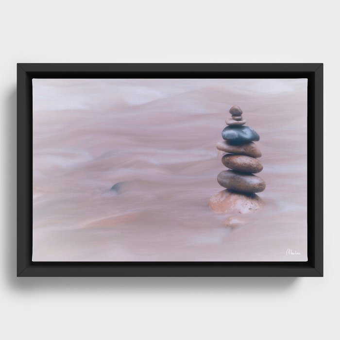 Cairn • River • Peace Framed Canvas