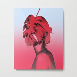 Eme Metal Print | Curated, Girl, Popart, Leaves, Oil, Colorful, Portrait, Pop, Other, Graphicdesign 