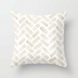 watercolor herringbone - tan Throw Pillow