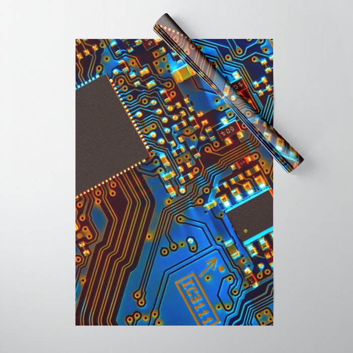 Electronic circuit board close up.  Wrapping Paper