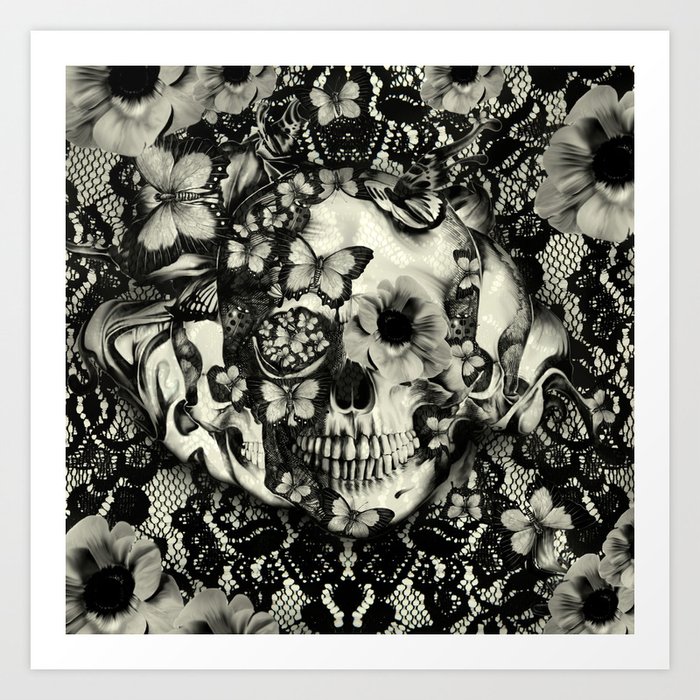 Printed Tea Towel, Linen Cotton Canvas - Victorian Skulls Halloween Antique  Gothic Vintage Style Skeleton Horror Goth House Decor Print Decorative
