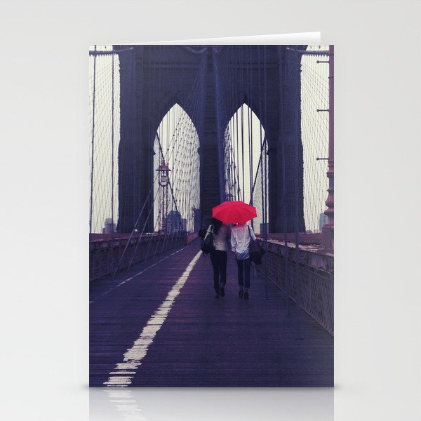 Rainy Day on the Broolyn Bridge Stationery Cards
