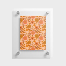 Seventies Flower Garden-Pink Orange Mustard Floating Acrylic Print