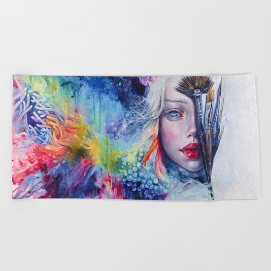 Coralized Beach Towel
