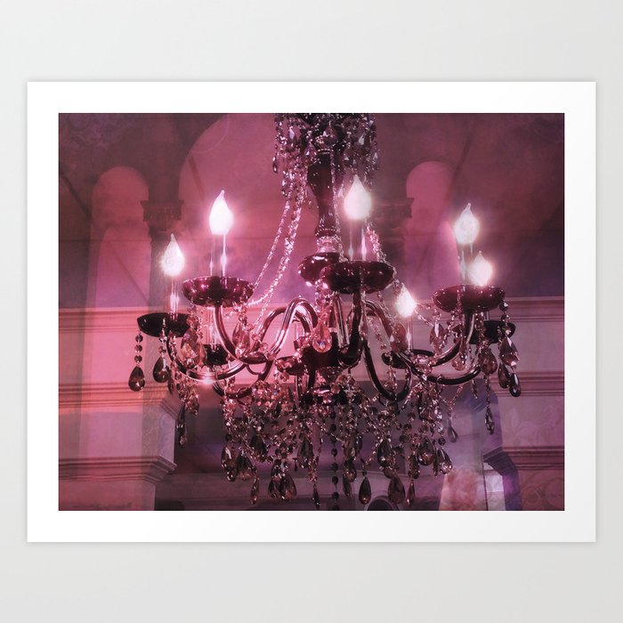 Paris Chandelier Sparkling Crystal Pink Purple Wall Art Print By Kathy Fornal Society6 Paris Chandelier Sparkling Crystal Pink, Pink Chandelier Wall Art