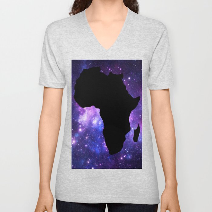 Galaxy AFrica Purple Blue V Neck T Shirt