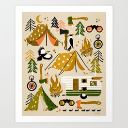 Camping Kit – Olive Palette Art Print