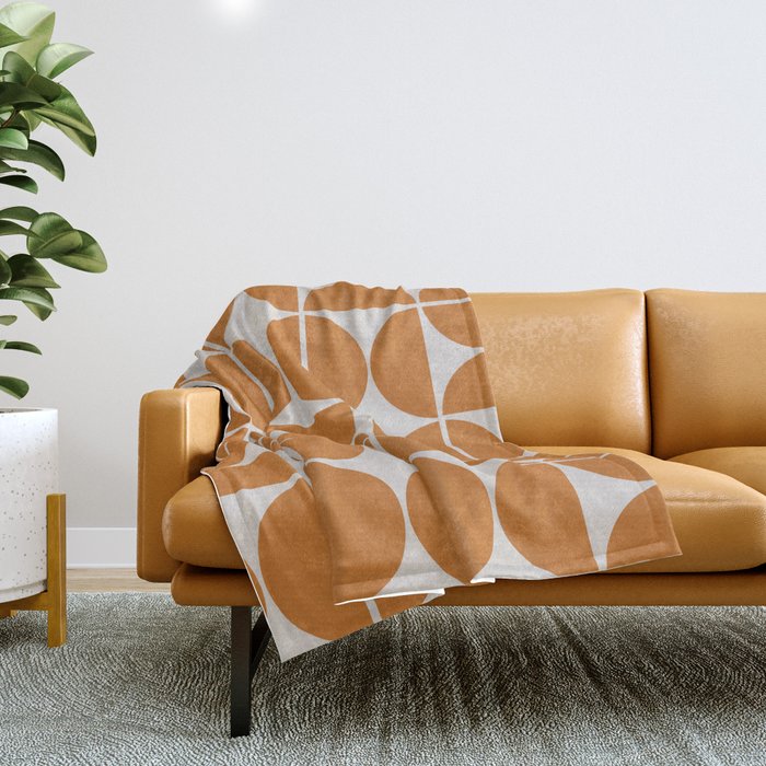 Orange mid century modern shapes Throw Blanket