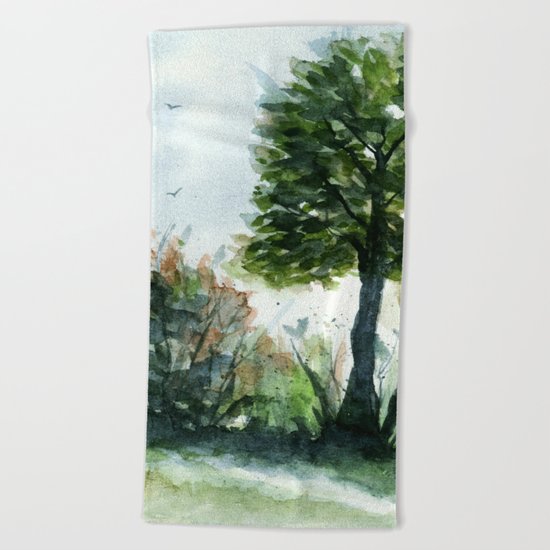 A Lovely Day, Abstract Landscape Art Beach Towel