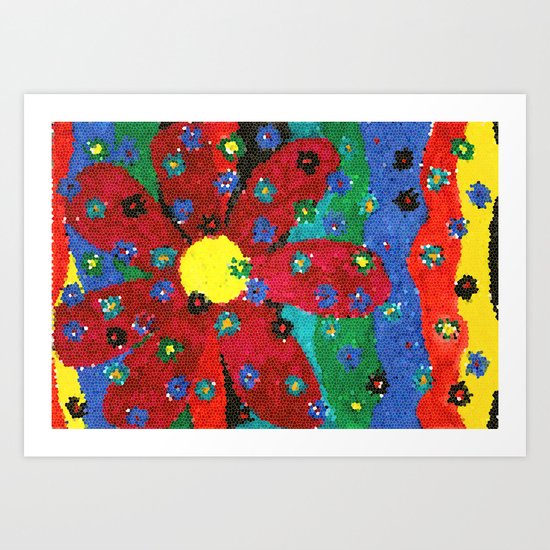 Mosaic flower Art Print