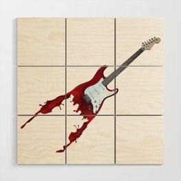 Electric guitar red music rock n roll sound beat band gift idea Wood Wall Art