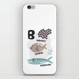 B of barnacle blobfish and barracuda iPhone Skin