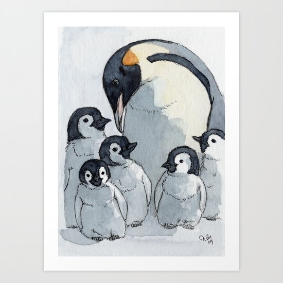 Penguin family 515 Art Print