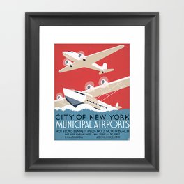 Vintage Airplane Art - City of New York Municipal Airports Framed Art Print