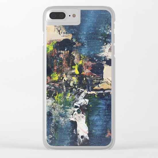 Peacock Blue Abstract Painting Vibrant Modern Art Clear iPhone Case