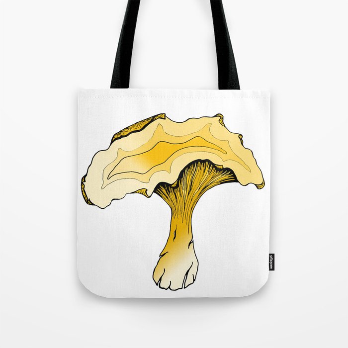 Chanterelle Mushroom, Hand drawn, Pen and Ink, Food, Nature Tote Bag