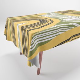 Yellow green thylacine stripe abstract Tablecloth