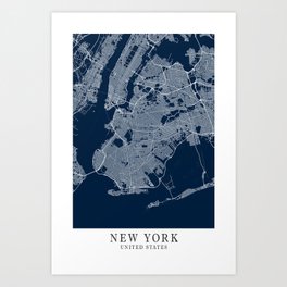 New York - Us Elegant City Map 001D3D Art Print