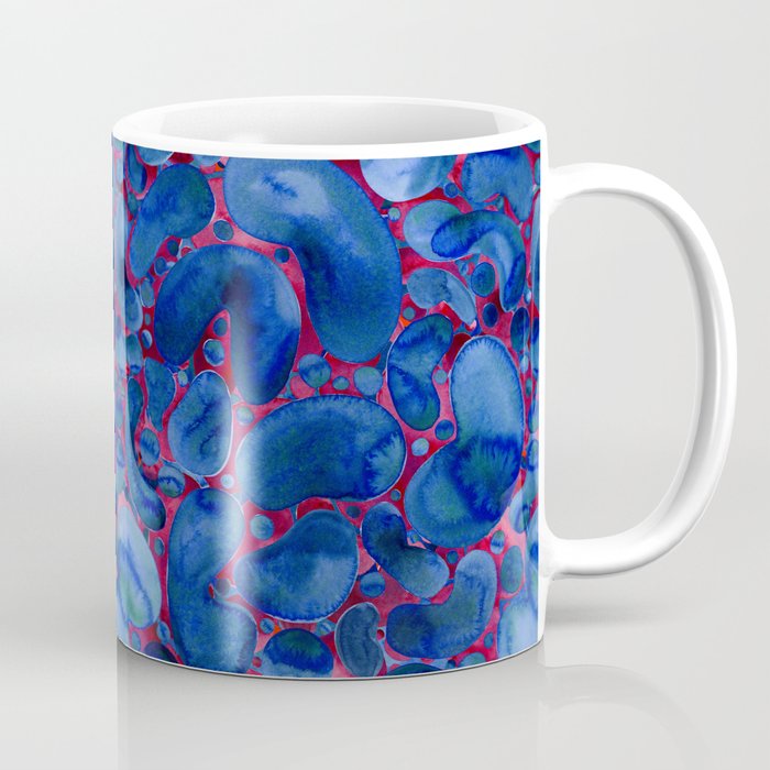 Abstract Watercolor Bubbles (Navy/Red) Coffee Mug