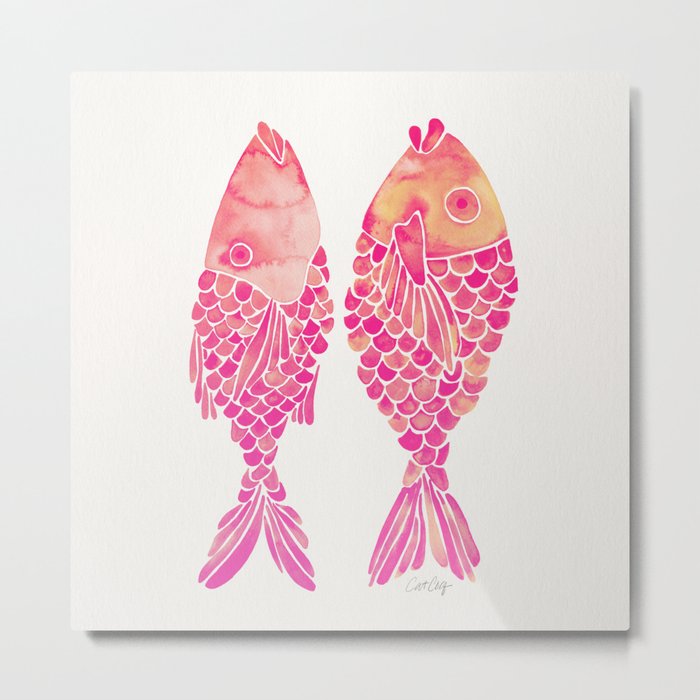 Indonesian Fish Duo – Pink Palette Metal Print