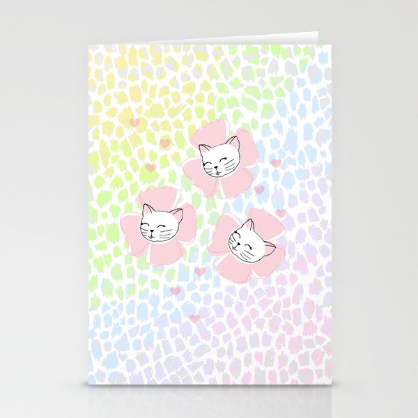 Pink Petal Kittens Stationery Cards