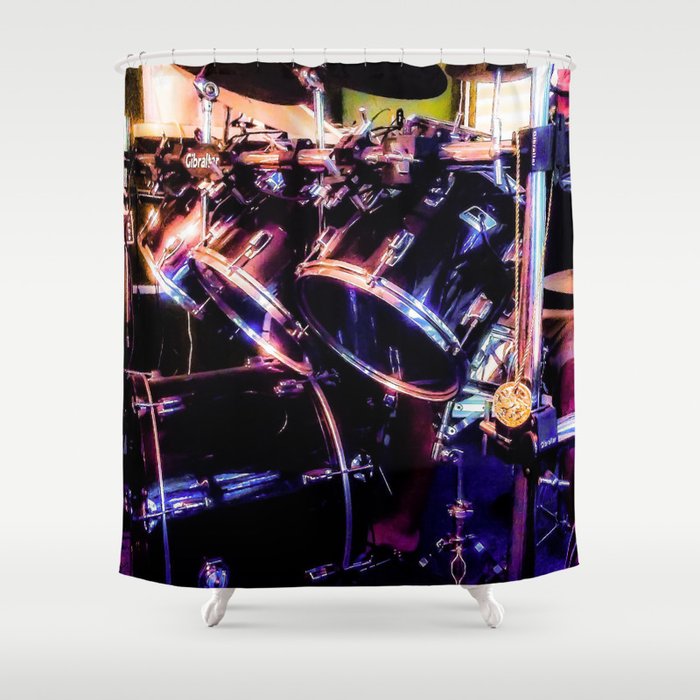 Drums and the Drummer Shower Curtain