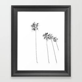 Minimal Black and White Palm Trees Framed Art Print