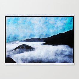 Photo of clouds and montain painting imitation Canvas Print
