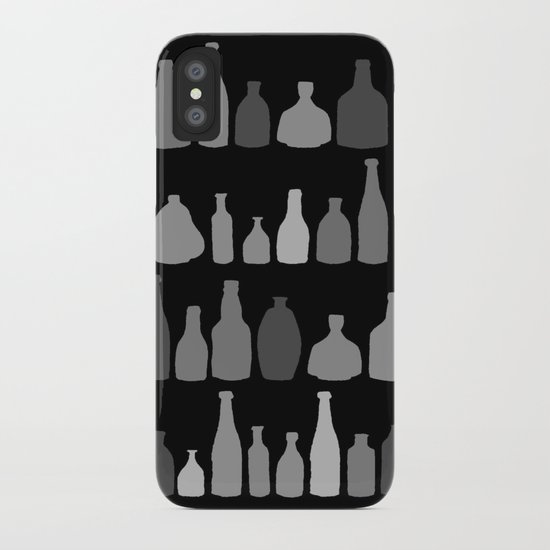 Bottles Black and White on Black iPhone Case