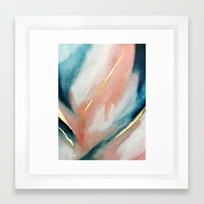Celestial 3 A Minimal Abstract Mixed Media Piece In Pink Blue And Gold By Alyssa Hamilton Art Framed Art Print By Blushingbrushstudio Society6
