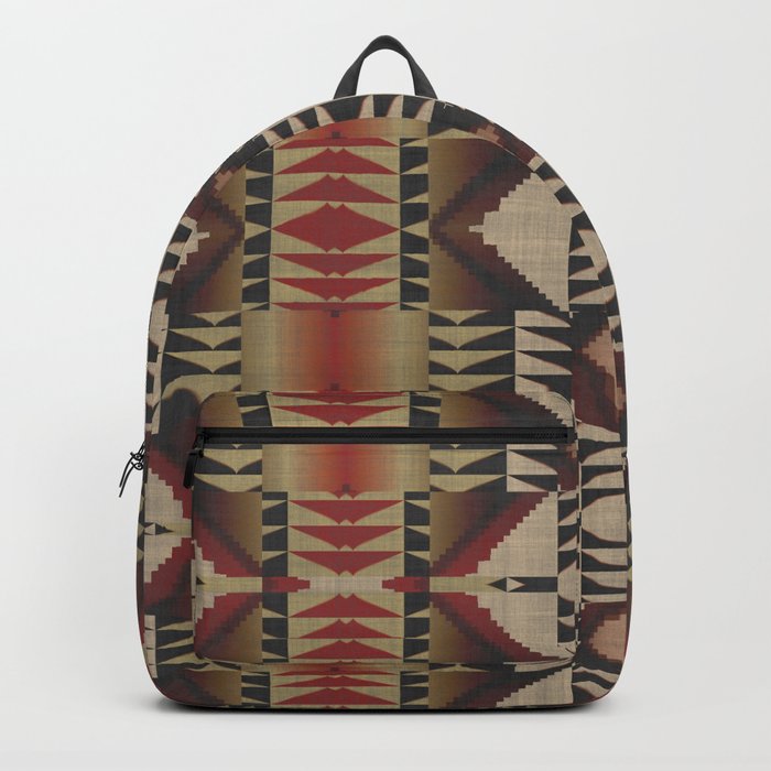 Native American Indian Tribal Mosaic Rustic Cabin Pattern Backpack